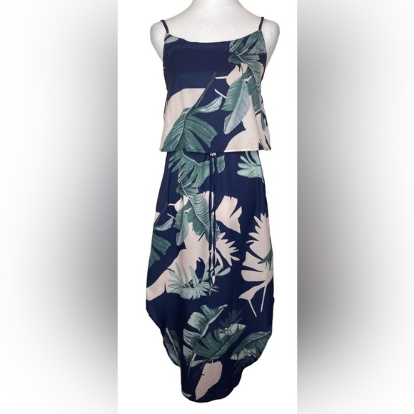 Qearal Dresses & Skirts - Summer Adjustable Spaghetti Strap Ruffle Split Beach Tropical  Maxi Dress Small